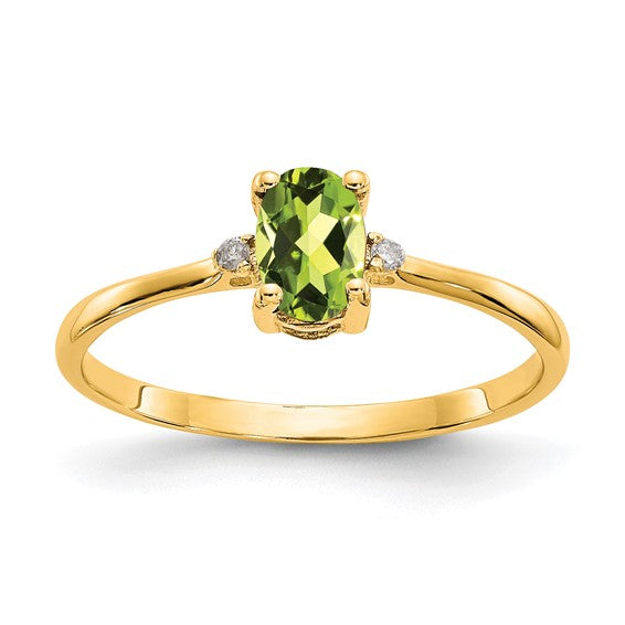 14k or 10k Gold Diamond & Oval Genuine Gemstone Birthstone Rings-10XBR209-Chris's Jewelry