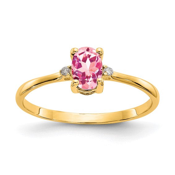 14k or 10k Gold Diamond & Oval Genuine Gemstone Birthstone Rings-10XBR223-Chris's Jewelry