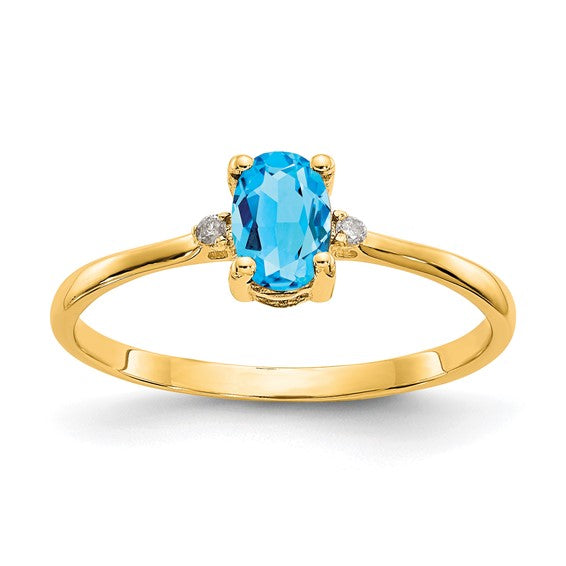 14k or 10k Gold Diamond & Oval Genuine Gemstone Birthstone Rings-10XBR213-Chris's Jewelry