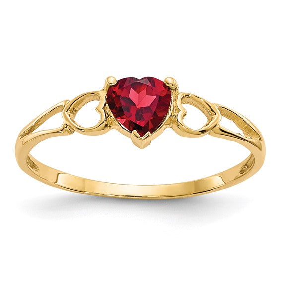 14k or 10k Gold Genuine Heart Petite Birthstone Rings-10XBR154-Chris's Jewelry