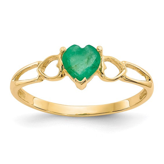 14k or 10k Gold Genuine Heart Petite Birthstone Rings-10XBR158-Chris's Jewelry