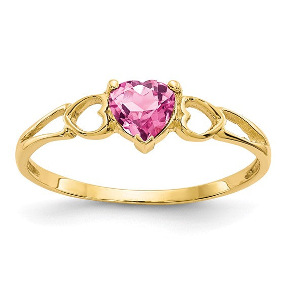 14k or 10k Gold Genuine Heart Petite Birthstone Rings-10XBR163-Chris's Jewelry