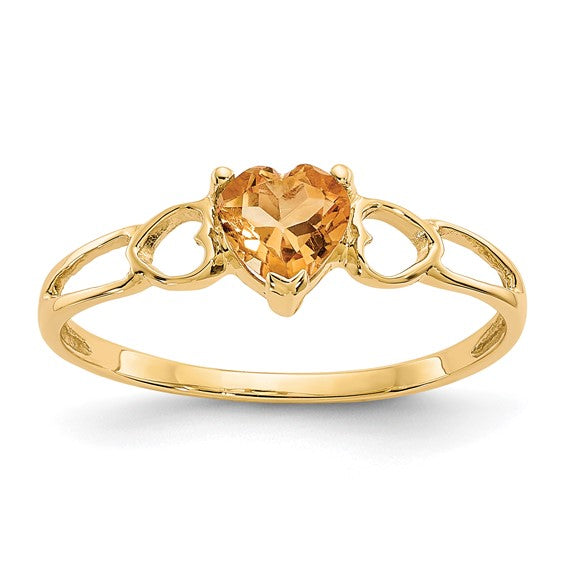 14k or 10k Gold Genuine Heart Petite Birthstone Rings-10XBR164-Chris's Jewelry