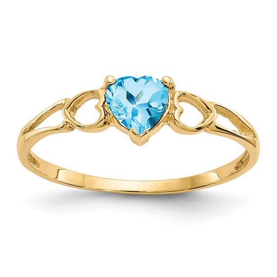 14k or 10k Gold Genuine Heart Petite Birthstone Rings-10XBR165-Chris's Jewelry