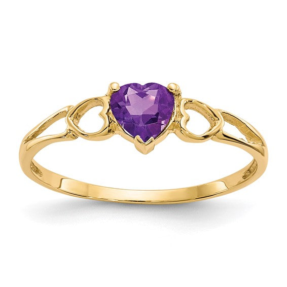 14k or 10k Gold Genuine Heart Petite Birthstone Rings-10XBR155-Chris's Jewelry