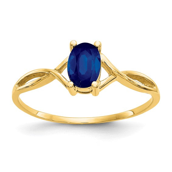 14k or 10k Yellow Gold Oval Genuine Swiss Blue Topaz December Petite Birthstone Ring-10XBR234-Chris's Jewelry