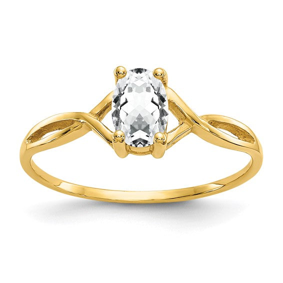 14k or 10k Yellow Gold Oval Genuine Swiss Blue Topaz December Petite Birthstone Ring-10XBR229-Chris's Jewelry