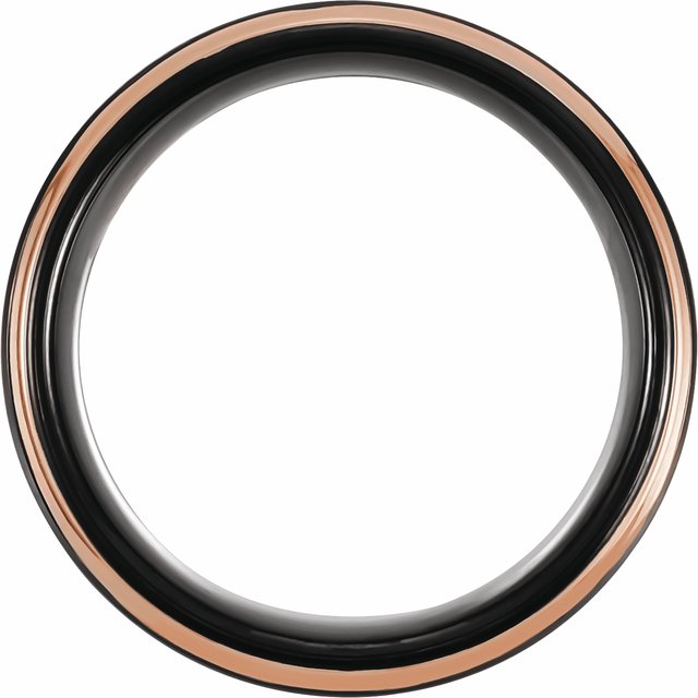18K Rose Gold PVD and Black PVD Tungsten Flat Grooved Band 6mm or 8mm-Chris's Jewelry