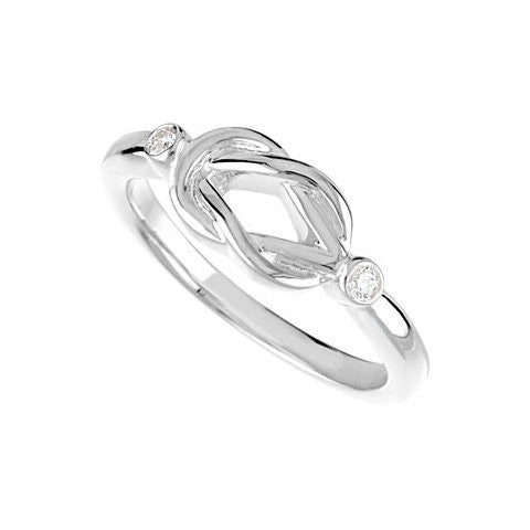 2-Stone Diamond Custom Love Knot Ring - Sterling Silver or Solid Gold-Chris's Jewelry