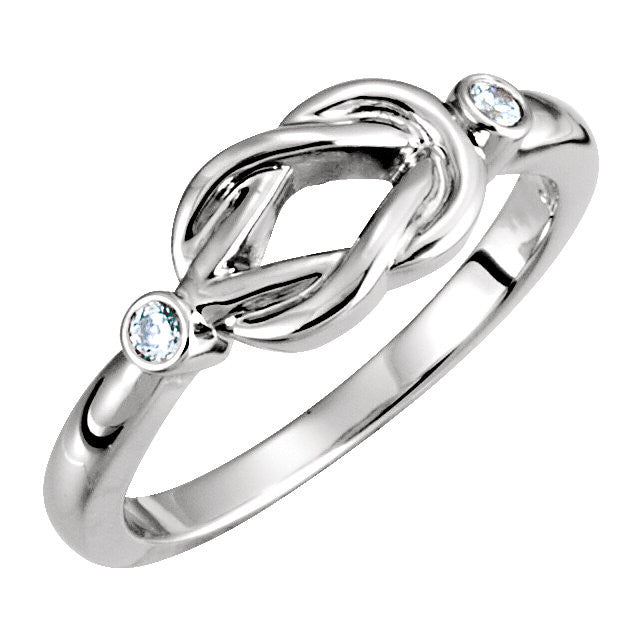 2-Stone Diamond Custom Love Knot Ring - Sterling Silver or Solid Gold-67741:121611:P-Chris's Jewelry