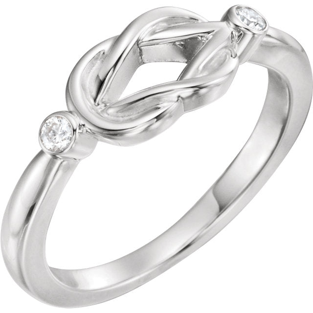 2-Stone Diamond Custom Love Knot Ring - Sterling Silver or Solid Gold-Chris's Jewelry