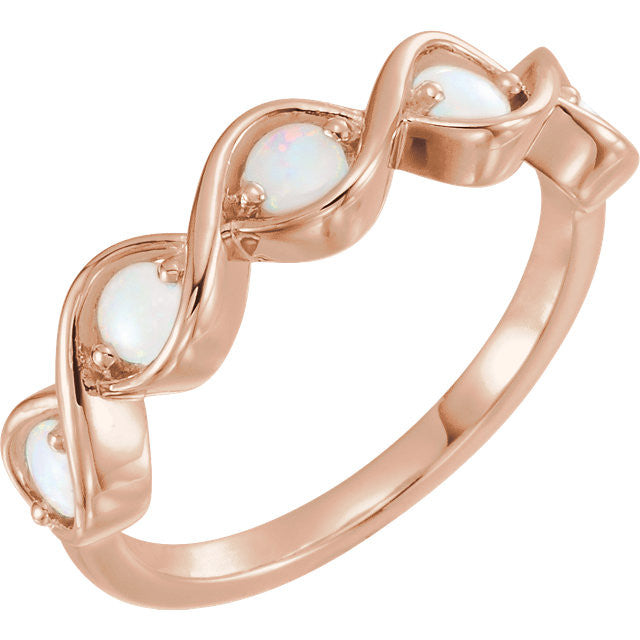 Australian Opal 5 Stone Stackable Ring - 14k Gold, Platinum or .925-71957:602:P-Chris's Jewelry