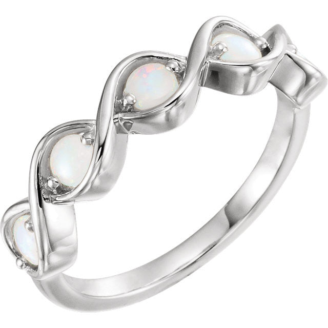 Australian Opal 5 Stone Stackable Ring - 14k Gold, Platinum or .925-71957:600:P-Chris's Jewelry