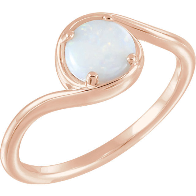 Australian Opal Round Bypass Ring - 14k Gold, Platinum or Sterling Silver-71980:600:P-Chris's Jewelry