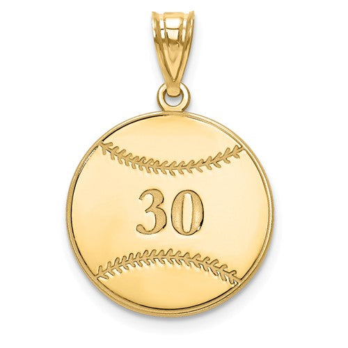 Baseball Softball Number And Name Pendant - Sterling Silver or Solid Gold-XNA697GP-Chris's Jewelry