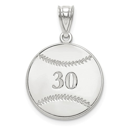 Baseball Softball Number And Name Pendant - Sterling Silver or Solid Gold-XNA697SS-Chris's Jewelry