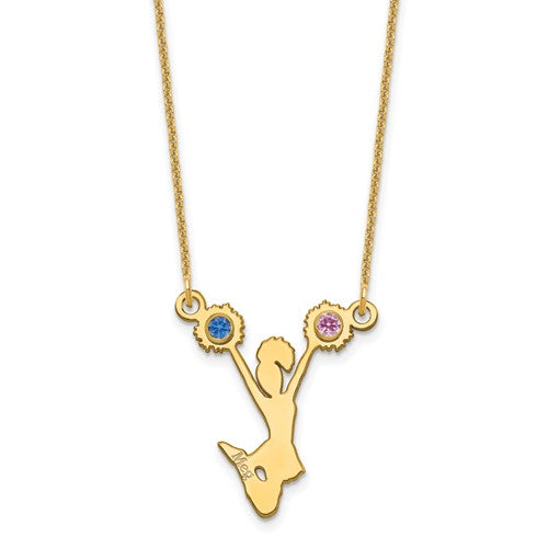 Birthstone Crystal Cheerleader Name Pendant Necklace-XNA699GP-Chris's Jewelry