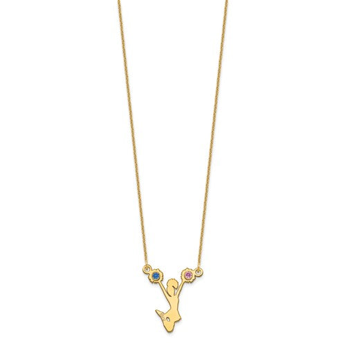 Birthstone Crystal Cheerleader Name Pendant Necklace-Chris's Jewelry