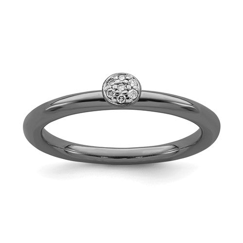 Black-Plated Sterling Silver Stackable Expressions Diamond Ring-Chris's Jewelry