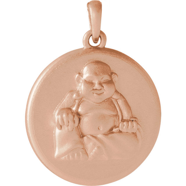 Buddha Disc Pendant or 16-18" Necklace - Sterling Silver or 14k Gold-86851:602:P-Chris's Jewelry
