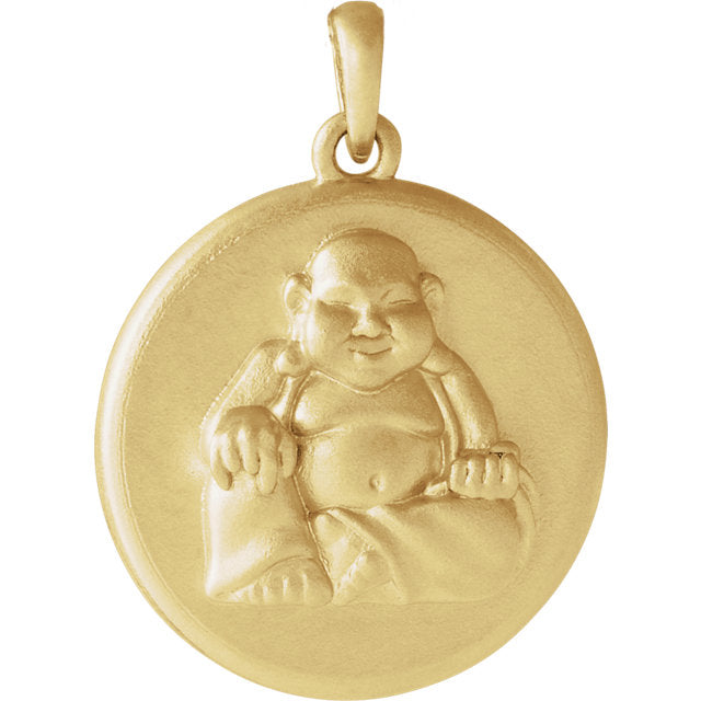 Buddha Disc Pendant or 16-18" Necklace - Sterling Silver or 14k Gold-86851:601:P-Chris's Jewelry