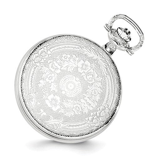 Charles Hubert Chrome-Finish Oval Design Pocket Watch - Engravable-XWA4458-Chris's Jewelry