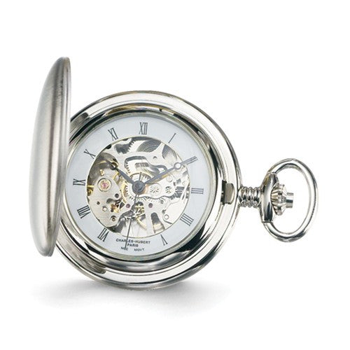 Charles Hubert White Skeleton Dial Pocket Watch - Engravable-XWA1911-Chris's Jewelry