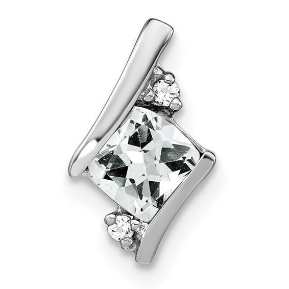 Cushion Cut Gemstone & Diamond Pendants-PM7398-WT-002-SSA-Chris's Jewelry