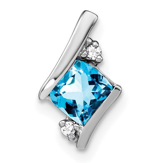 Cushion Cut Gemstone & Diamond Pendants-PM7398-BT-002-SSA-Chris's Jewelry