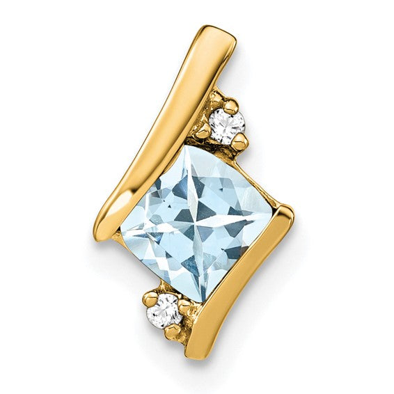 Cushion Cut Gemstone & Diamond Pendants-PM7398-AQ-002-1YA-Chris's Jewelry