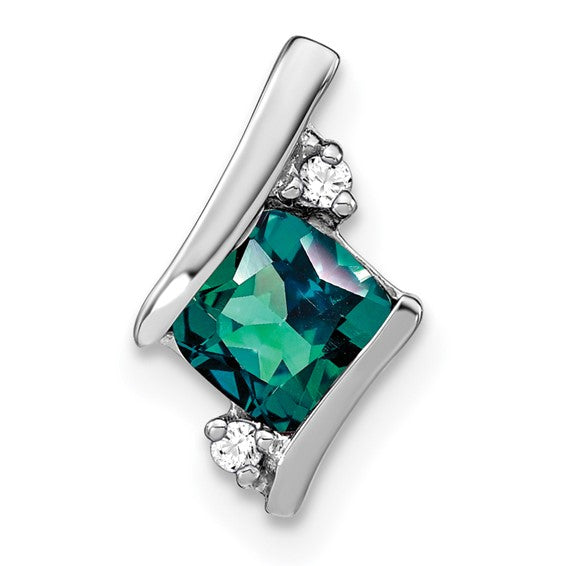 Cushion Cut Gemstone & Diamond Pendants-PM7398-CA-002-SSA-Chris's Jewelry