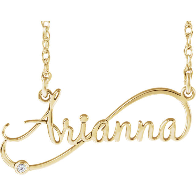 Diamond Infinity Inspired Script Nameplate Name Necklace-653426:60006:P-Chris's Jewelry