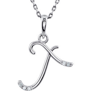 Diamond Script Initial 18" Necklace - A to Z - Sterling Silver or 14k Gold-85557-Chris's Jewelry