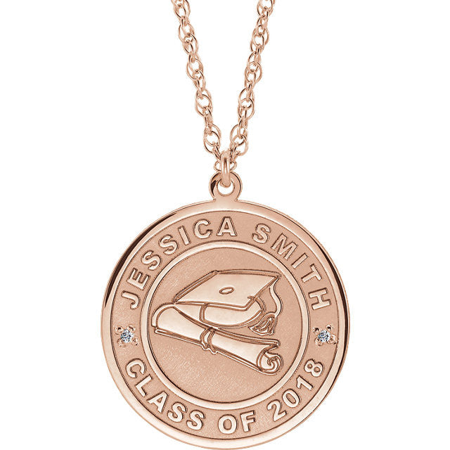 Engraved Genuine Diamond Graduation Any Year & Name Disc Necklace-652589-Chris's Jewelry