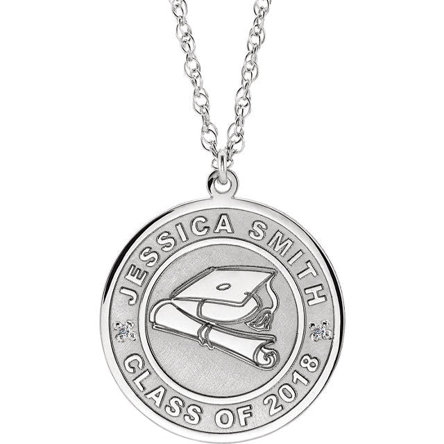 Engraved Genuine Diamond Graduation Any Year & Name Disc Necklace-652589-Chris's Jewelry