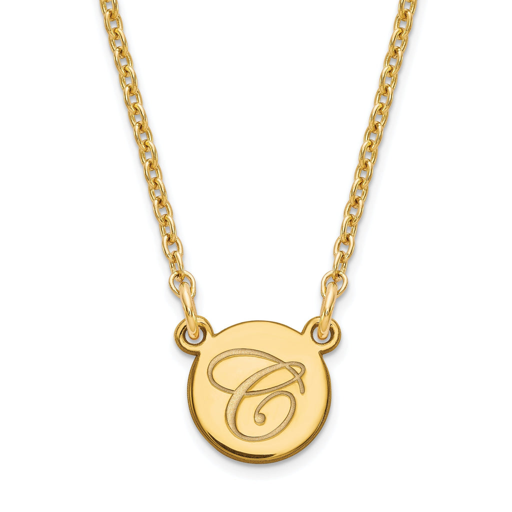 Engraved Tiny Circle Disc Initial Necklace-XNA723GP-Chris's Jewelry
