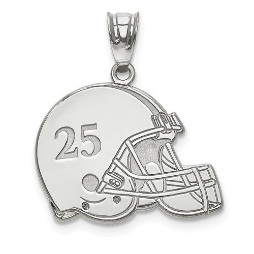 Football Helmet with Number and Engraved Name Pendant-XNA693SS-Chris's Jewelry