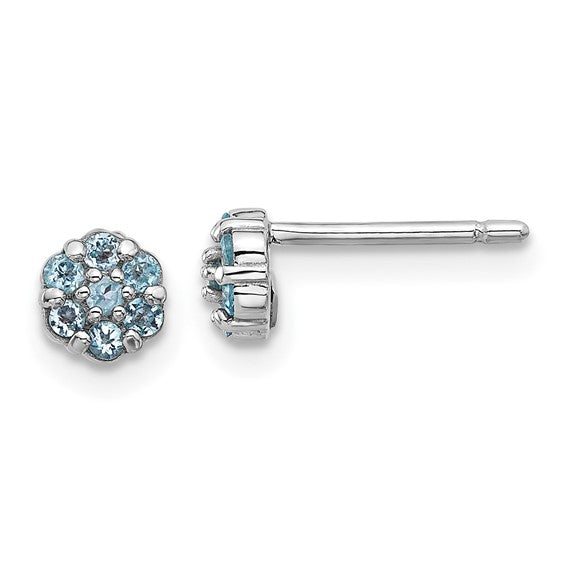 Gemstone Flower Post Earrings-QE17760BT-Chris's Jewelry