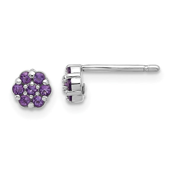 Gemstone Flower Post Earrings-QE17760AM-Chris's Jewelry