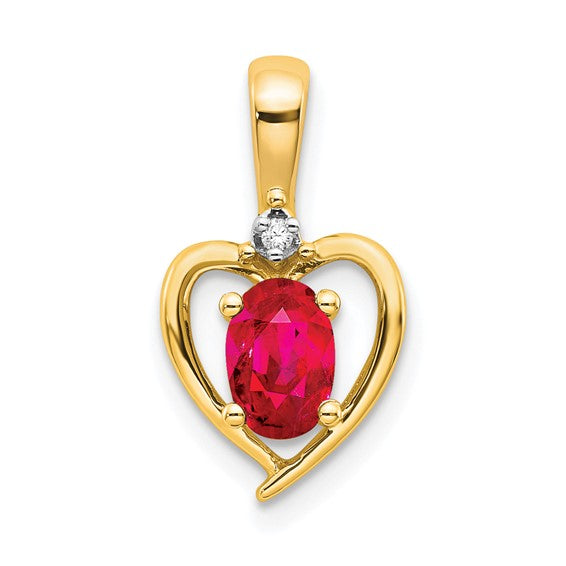 Gemstone and Diamond Heart Pendants-10XBS496-Chris's Jewelry