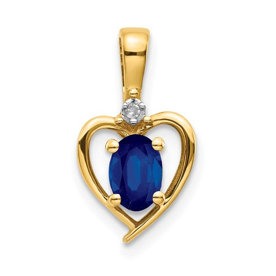 Gemstone and Diamond Heart Pendants-10XBS508-Chris's Jewelry