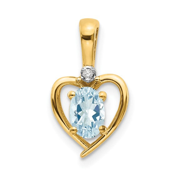 Gemstone and Diamond Heart Pendants-10XBS492-Chris's Jewelry