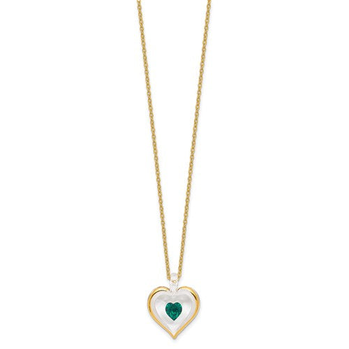 Glass Baron Birthstone Gold Trim Heart Necklaces-Chris's Jewelry
