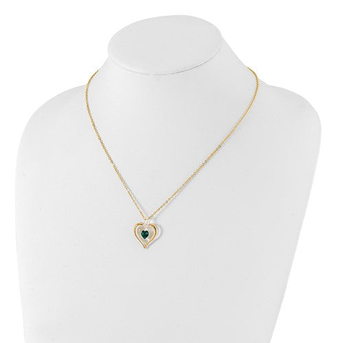 Glass Baron Birthstone Gold Trim Heart Necklaces-Chris's Jewelry