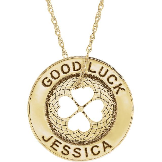 Good Luck Token Necklace with Engraved Name-87246-Chris's Jewelry