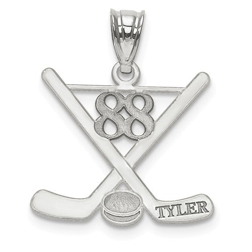 Hockey Number And Name Pendant - Sterling Silver or Solid Gold-XNA703SS-Chris's Jewelry