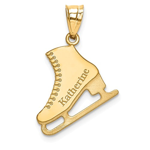 Ice Skating Engraved Name Pendant - Sterling Silver or Gold-XNA705GP-Chris's Jewelry