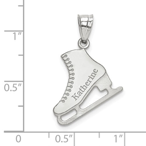 Ice Skating Engraved Name Pendant - Sterling Silver or Gold-Chris's Jewelry
