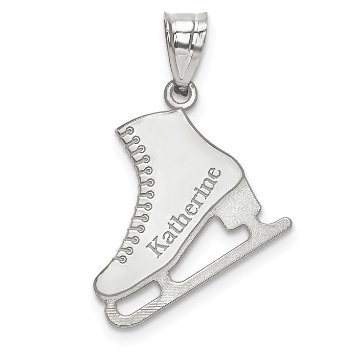 Ice Skating Engraved Name Pendant - Sterling Silver or Gold-XNA705SS-Chris's Jewelry