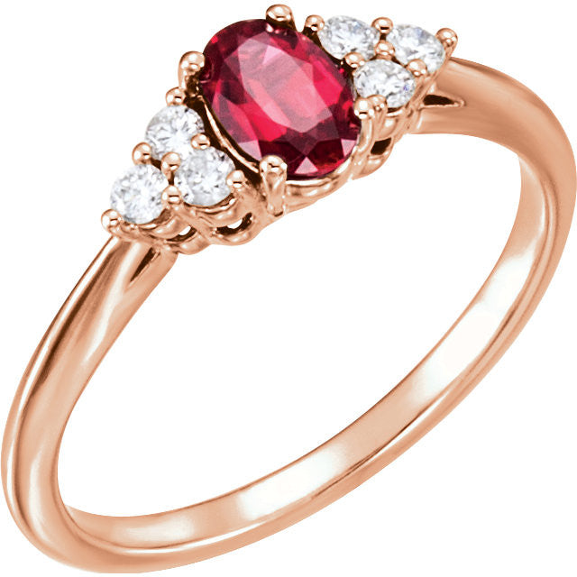 Lab Created Ruby & 1/6 CTW Diamond Ring - 14k Gold or Sterling Silver-71812:606:P-Chris's Jewelry